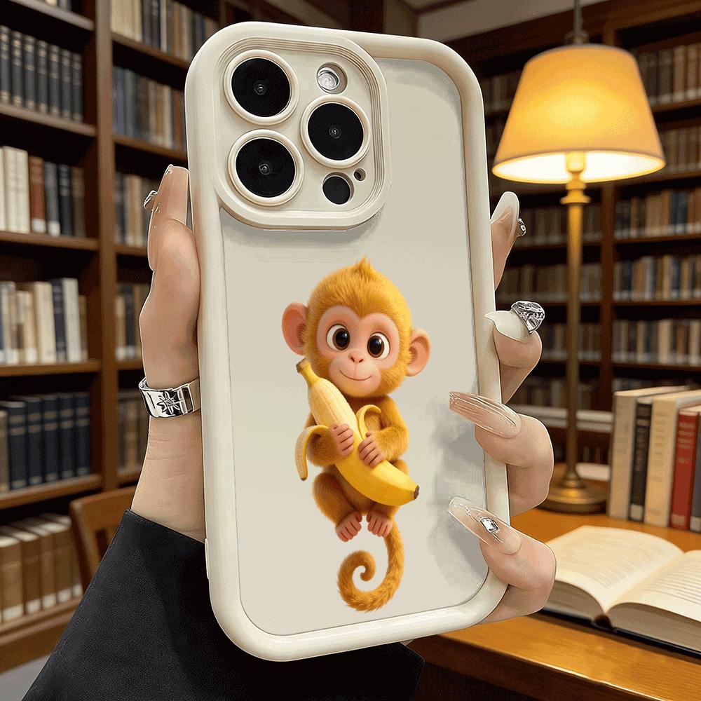 Cute Little Monkey Banana Shockproof Soft Phone Case For Xiaomi Redmi Note 15 14 13 12 11 10 9 8 Pro Anti-Slip Anti-Fall Cover