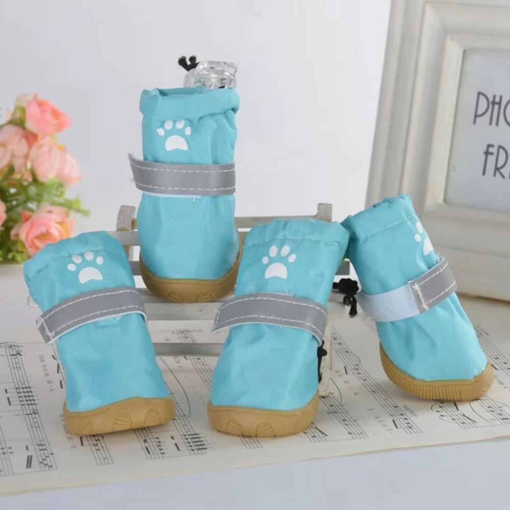 4pcs/set Anti-slip Pet Dog Shoes Waterproof Pet Rain Shoes Adorable Puppy Booties Small Medium Dog