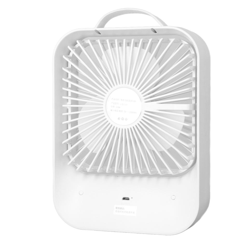 Desktop Oscillating Fan USB Charging Portable Quiet Desk Fan with Lanyard for Camping Traveling Beige