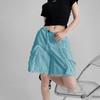 Women Summer Drawstring Big Pocket Breathable Quick-Dry High-Waisted Wide-Leg Cargo Shorts