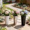 Farmhouse French Flowers Bucket with Handle Metal Flower Holder for Home Table Centerpieces Galvanized Metal Vases
