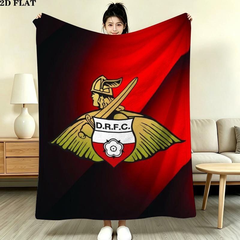 Doncaster Rovers FC Print Flannel Blanket, High quality Comfortable for All Seasons, Home Decor, Warmth and Comfort, Perfect for Christmas Gifts