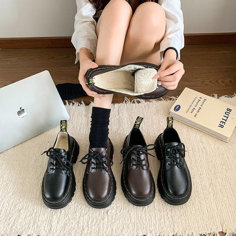 Женские туфли дерби на шнуровке с круглым носком, осенние 2024 года, с толстым каблуком и подошвой