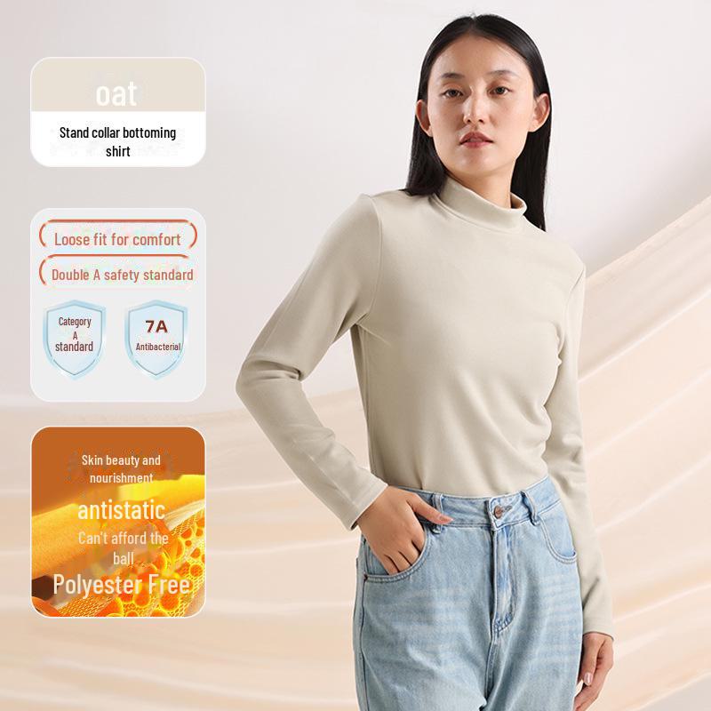 Женская теплая рубашка из немецкого бархата с полуворотом - плюшевая, утолщенная, с длинным рукавом и гиалуроновой кислотой для ухода за кожей