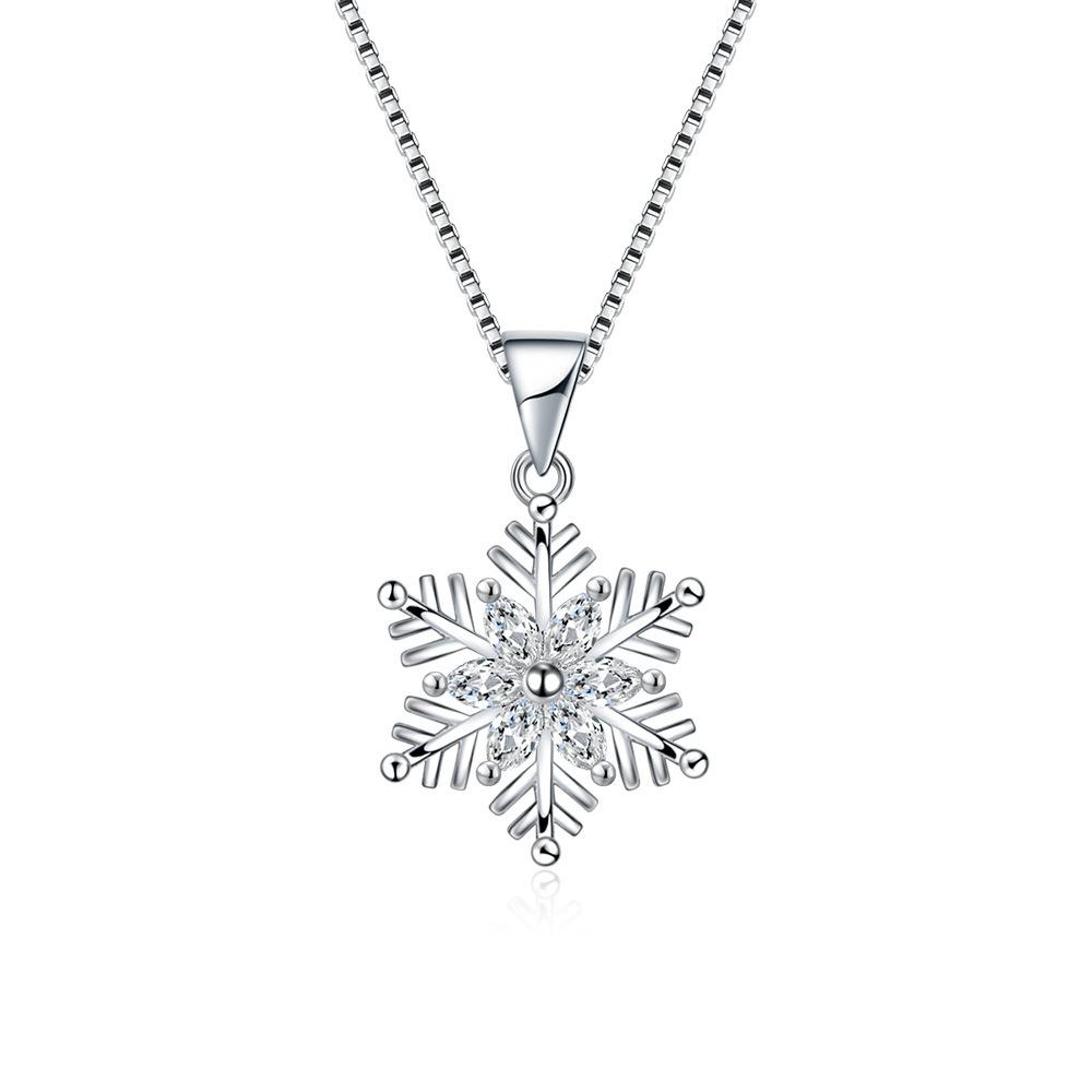 Женская подвеска на ключицу, цепочка, креативное милое ожерелье в виде снежинки, серьги-подвески, комплект украшений для ушей, подарок