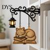 Cat Decor for Book Lovers Vintage Bookshelf Light with Sleeping on Design, Retro Lantern Unique Craft Gifts Students Lamp Reading, Decorative