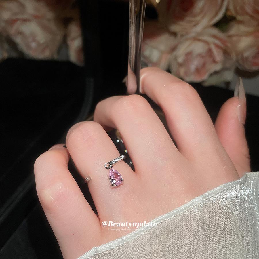 Water Drop Crystal Open Ring Elegant Women Jewelry