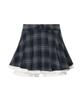 Zero Planet Julia Check Pleated Skirt Pants [Navy]