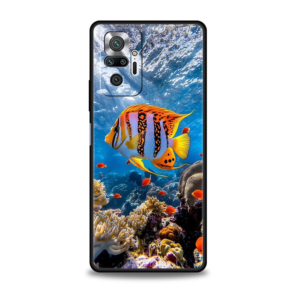 Мультяшный милый чехол для телефона с рыбками для Xiaomi Redmi Note 14 5G 13 12 10 11 Pro Plus 4G 14C 13C 12C 10C 9C Мягкий чехол из ТПУ