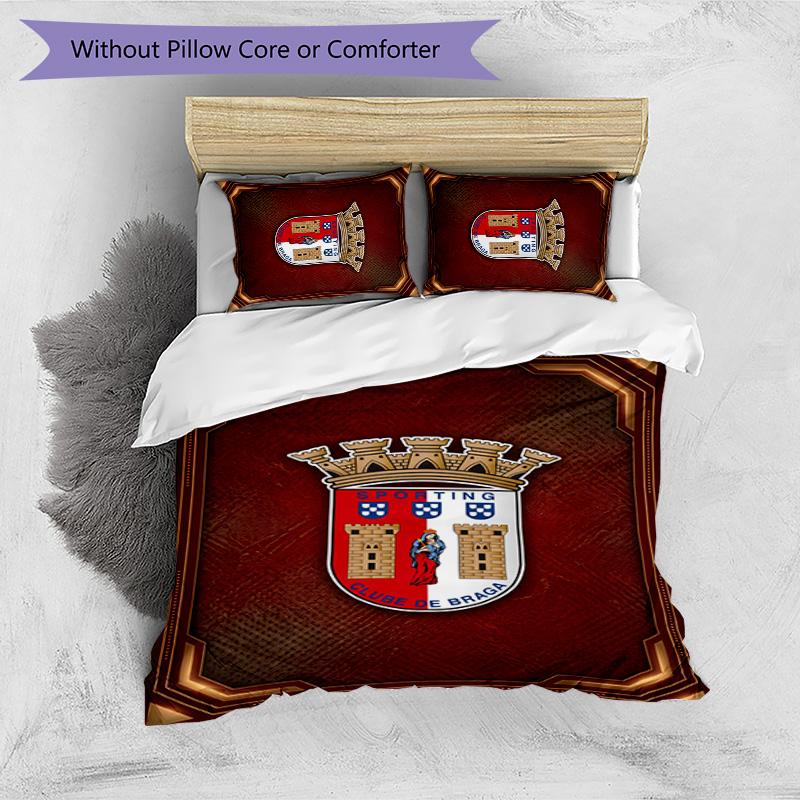 Braga FC Printed 3PCS Bedding Set Breathable Duvet Cover with Pillowcases Decorative Bed Linen for Bedroom Home