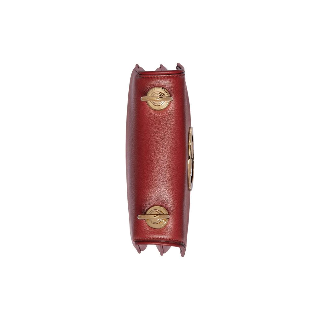 Gucci Blondie Gold Logo Detachable Shoulder Strap Runway Leather Mini Handbag Crossbody Women handbag Deep-Red 698643-UXXAG-6170
