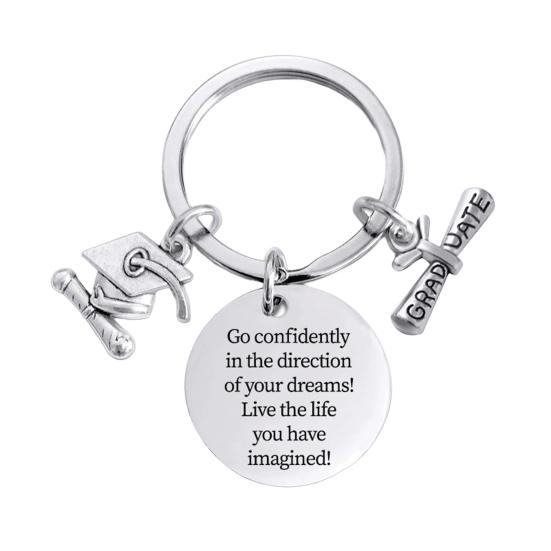 Yousheng Подарки на выпускной для нее и него, брелок из нержавеющей стали для выпускного класса 2025 года, вдохновляющий брелок, подарок для выпускников колледжей и старших классов