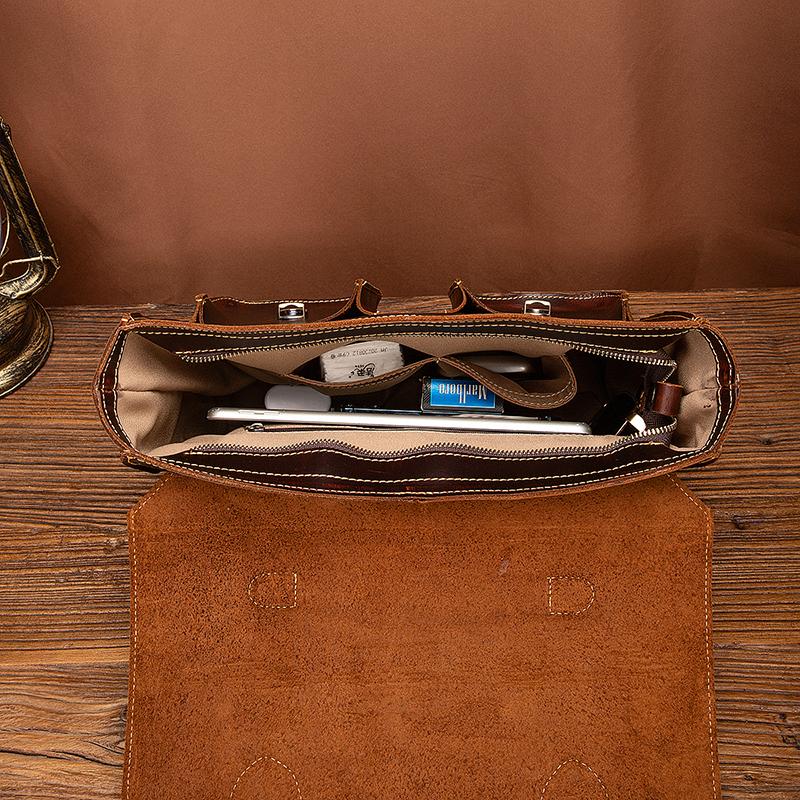 Men Crazy Horse Leather Antique Vintage Design Business Briefcase Laptop Bag Attache Messenger Bag Tote Portfolio