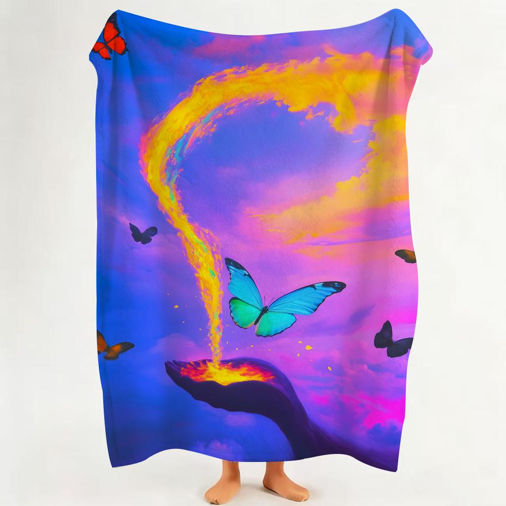 Art B Beautiful c color Throw Flannel Throw Blanket Suitable for Sofa Living Room Bedroom