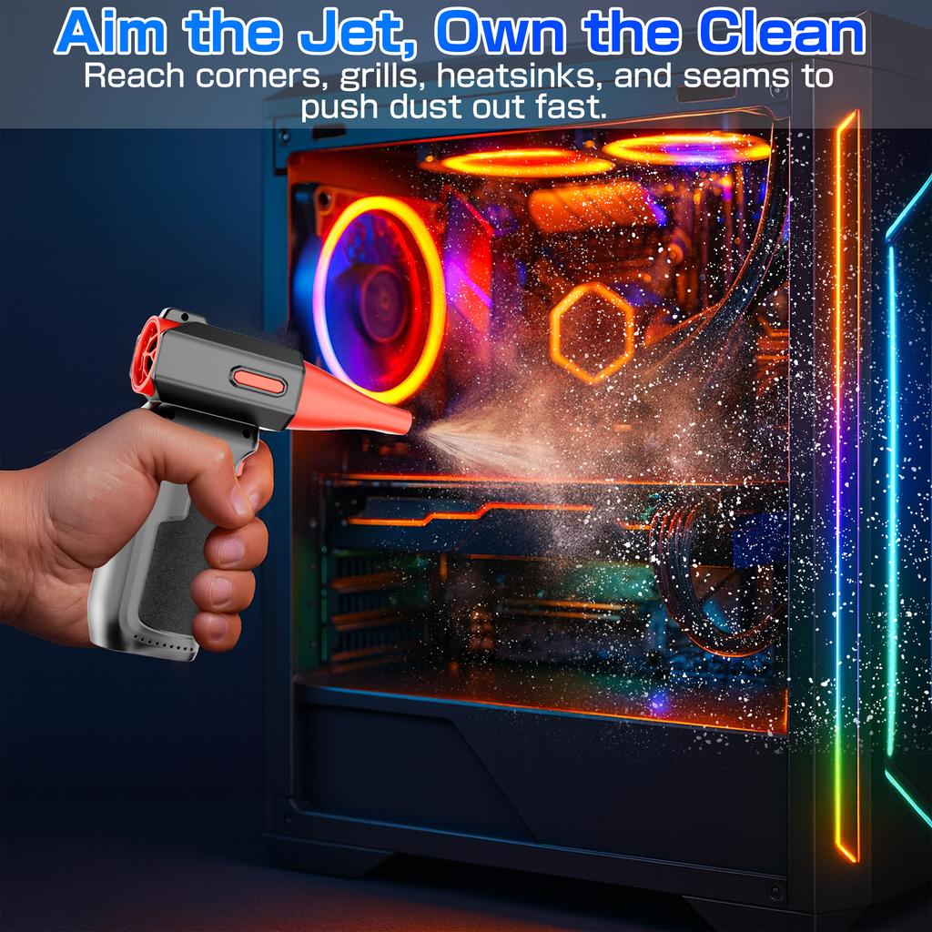 Инструмент для чистки воздуходувкой 150000 об/мин 3 регулируемые скорости Турбореактивный вентилятор Перезаряжаемый ВЫСОКОСКОРОСТНОЙ Электрический пылесос Мощный ручной воздуходув