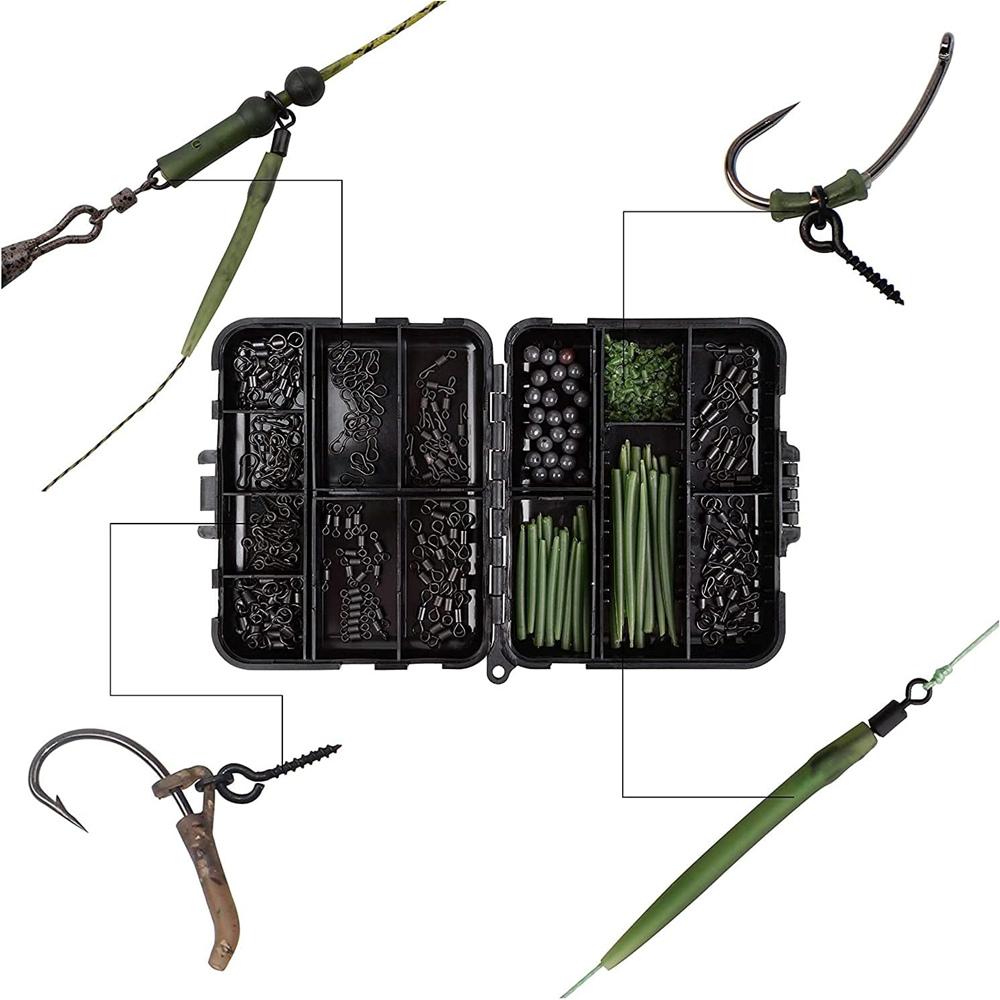 300 шт. снасти для ловли карпа, комплект поворотных застежек, быстросменные вертлюги, скоростные звенья, рукава с защитой от запутывания, стопоры для крючков, бусины, винты, снасти, оборудование для ловли карпа