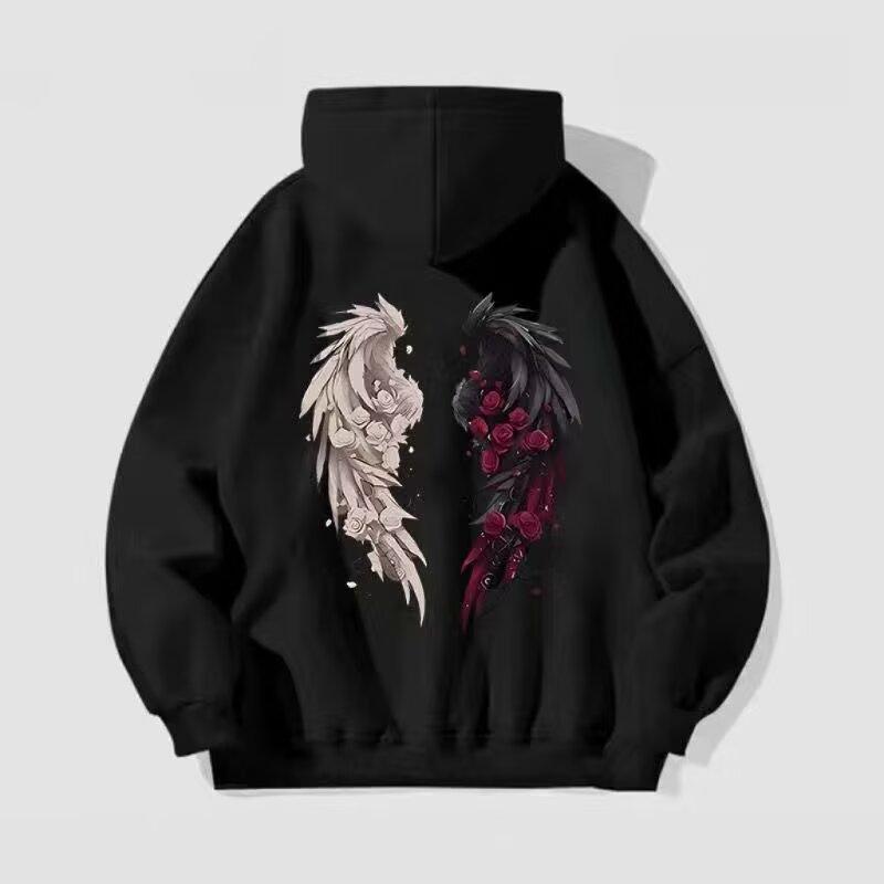 Бархатная толстовка с капюшоном для мужчин и женщин на осень и зиму, свободный крой, принт в виде роз, топ в стиле колледжа