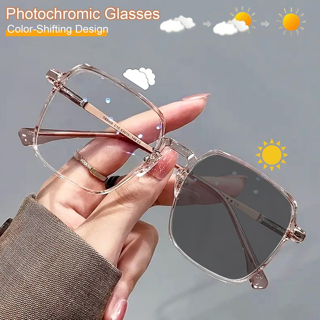 Сверхлегкие фотохромные очки с большой оправой для женщин и мужчин - Модный и повседневный стиль, идеально подходят для повседневной одежды
