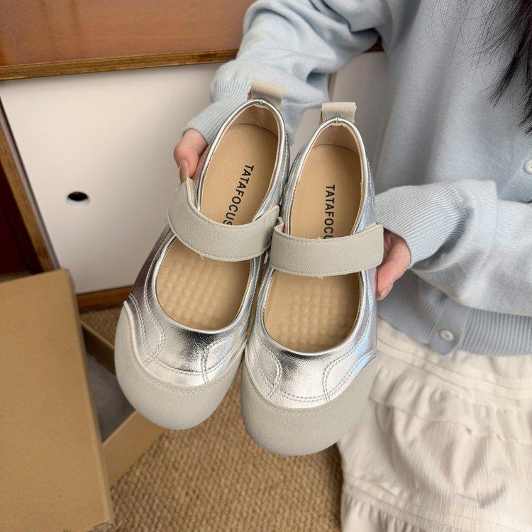 Туфли-лодочки Мэри Джейн женские 2025 весна новый нишевый дизайн на липучке женские туфли повседневные универсальные туфли