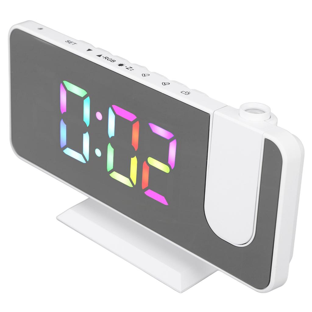 RGB Digital Alarm Clock Mirror Surface Adjustable Brightness Modern Desk Clock with 180 Degree