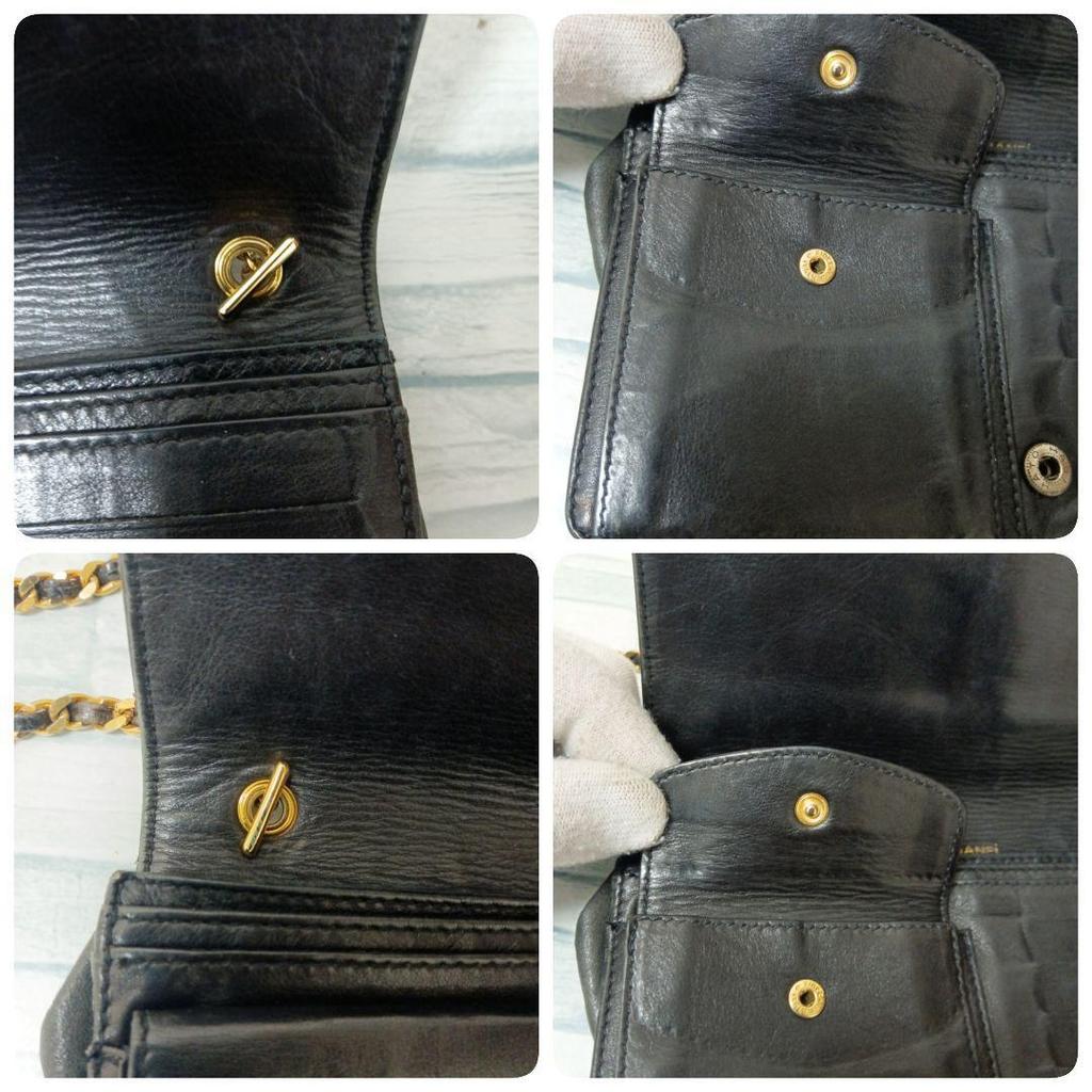 CHANEL Chain Wallet Chain Shoulder Bag Enamel Black, CC Logo