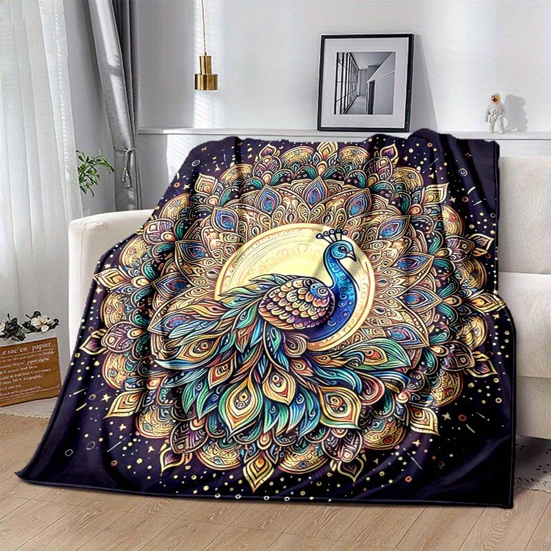 1pc Beautiful Peacock Blanket  Cute Movie Characters,Living Room, Travel, Camping, Car Blankets