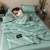 Luxury Summer Quilts Soft Emulation Silk Satin Quilted Quilt Machine Washable Air-conditioning Comforter Bedspread Thin Blanket