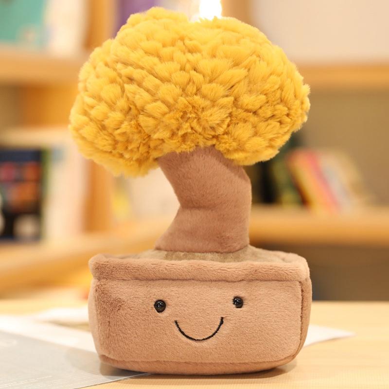 Lifelike Plush Fortune Tree Toy Stuffed Pine Bearded Trees Bamboo Potted Plant Decor Desk Window Decoration Gift for Home Kids