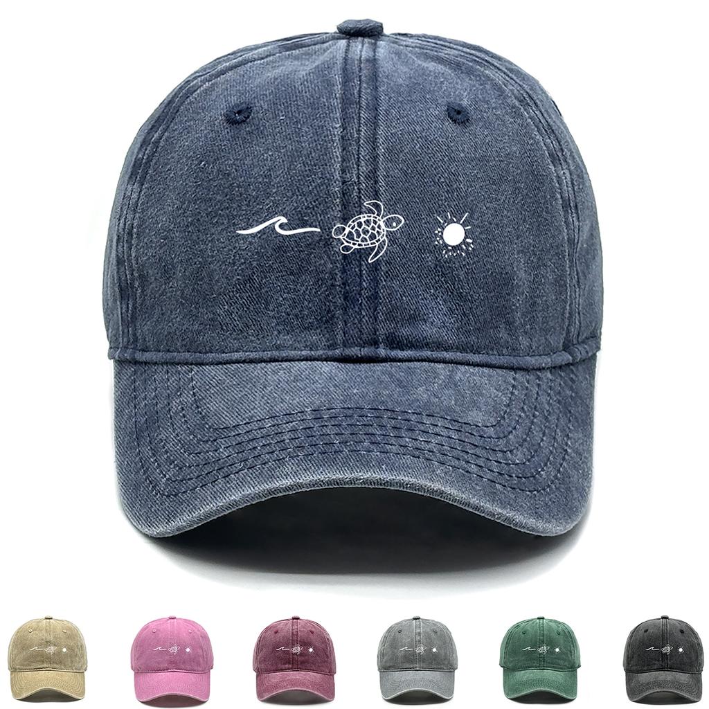 Waves Turtle Sun Print Unisex Snapback Baseball Hat Sports Hat All-season Adjustable Baseball Cap Perfect For Street Wear