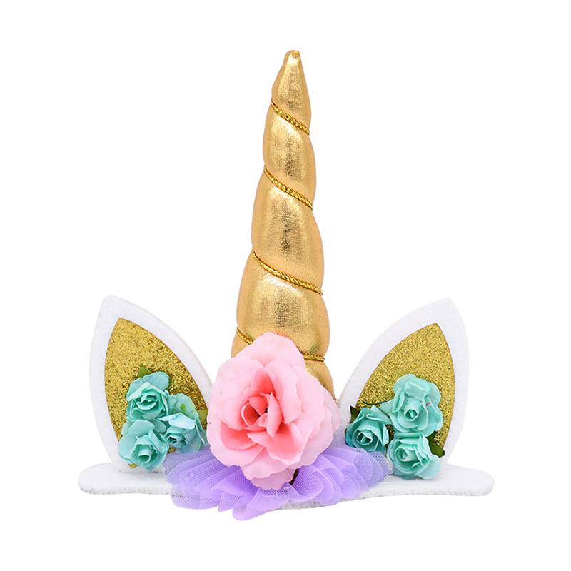 Unicorn Cake Topper Rainbow Horn Kids Girl Birthday Party Cake Decoration Tools Baby Shower Wedding Unicorn Theme Party Supplies