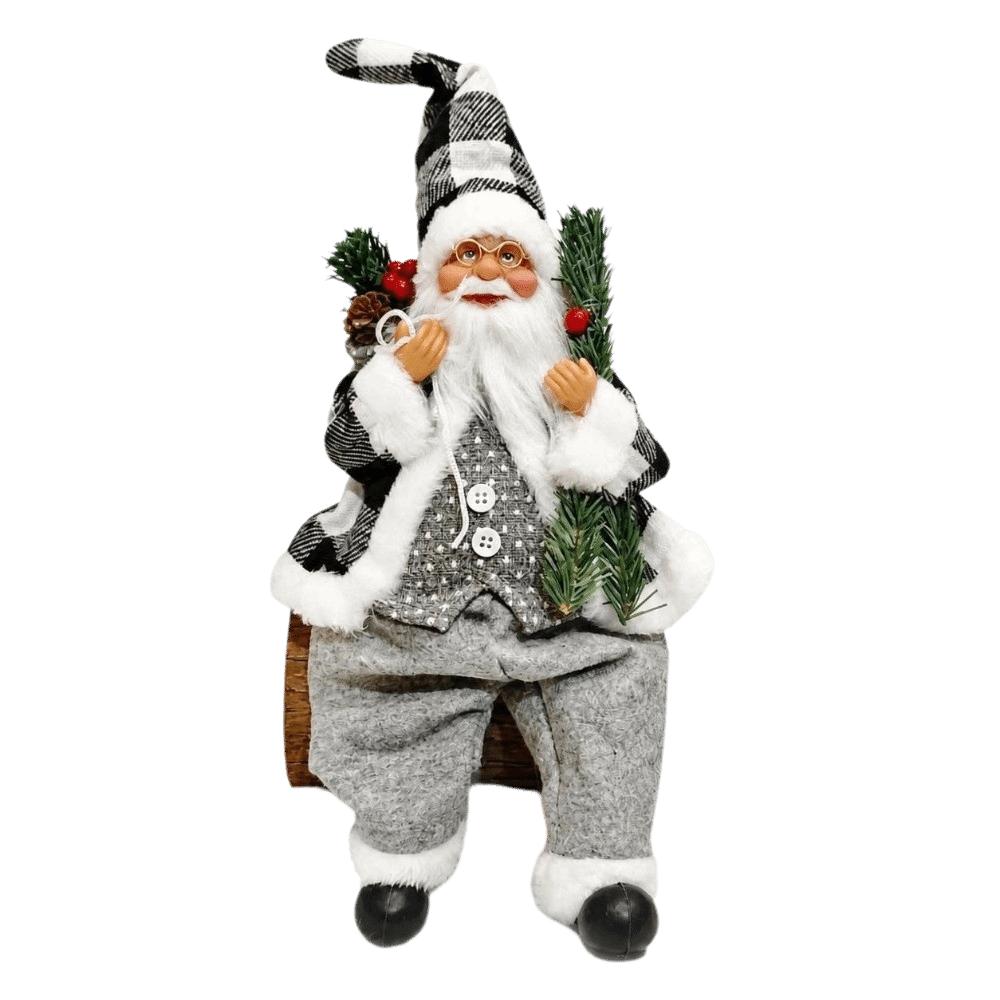 12 Inch Sitting Santa Claus Statue Figurine Window Display Santa Claus Doll Home Ornaments Christmas Decorations