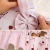 Oven Curtain With Pocket Hook-and-Loop Skirt Cherry Bow Decorative Kitchen Door Drape