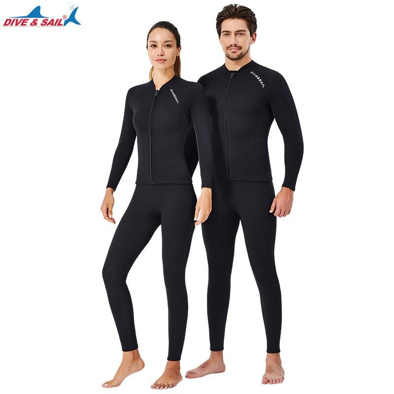 2mm Neoprene Wetsuit Top Long Sleeve Snorkeling Diving Surfing Thermal Protection Unisex Adult Size S-XXXL