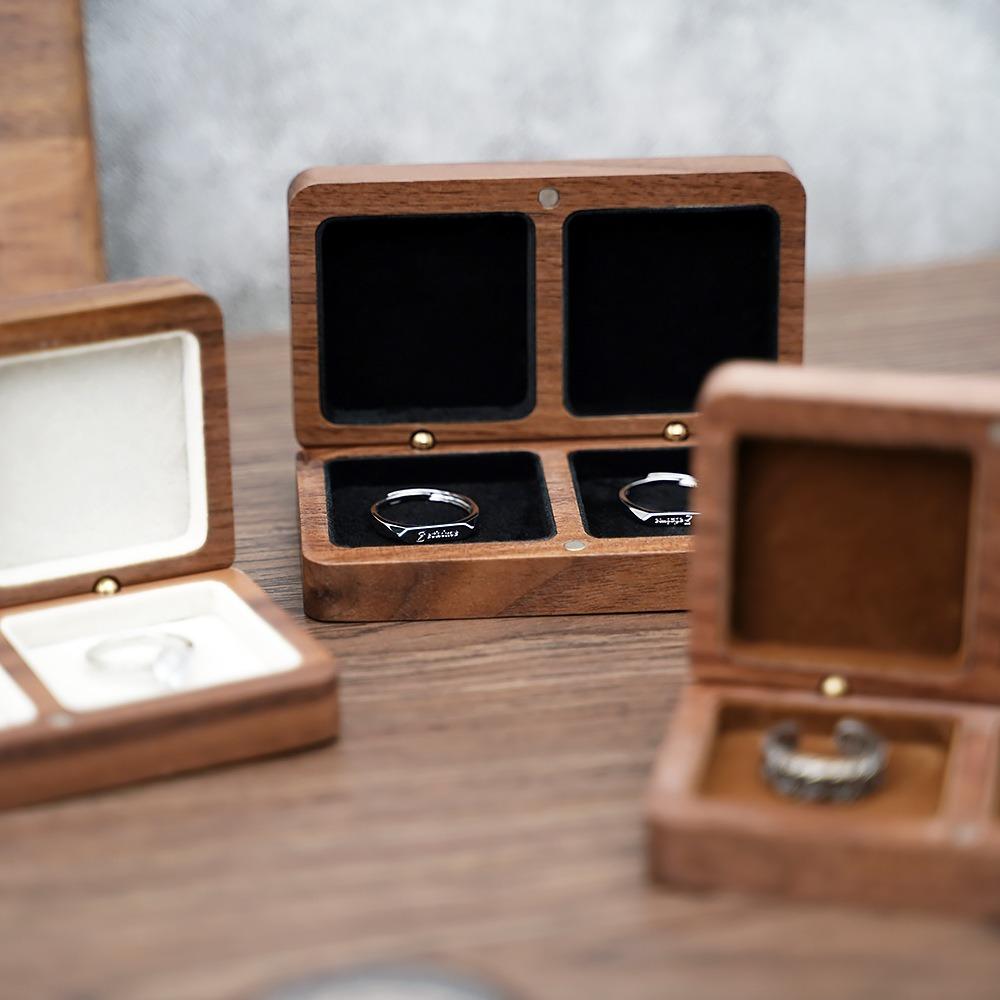 Двойная коробка для колец для пары, деревянная подарочная коробка для колец, держатель для колец, футляр для колец и серег, подарок на годовщину