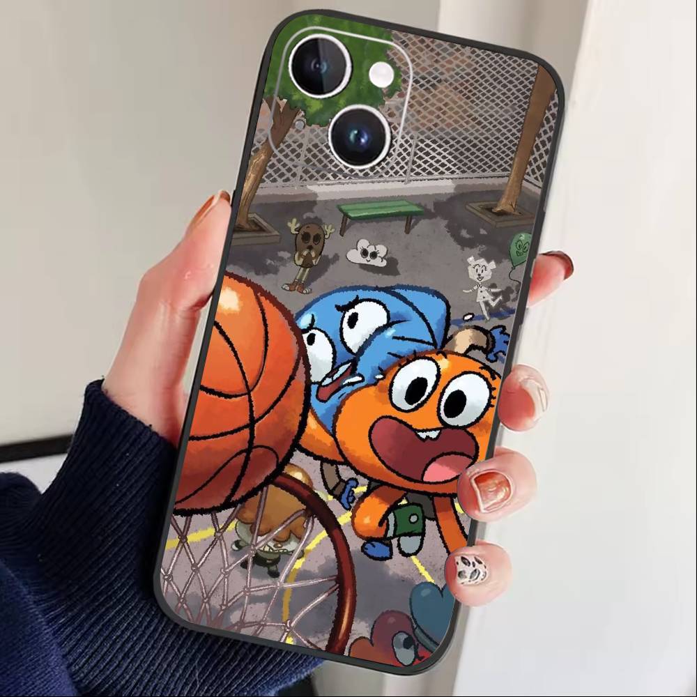Чехол для телефона J-Gumball и Darwin для iPhone 16,15,14,13,12,17,Pro Max,Plus Силиконовый Черный Чехол