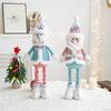 Retractable Santa Snowman Reindeer Plush Doll Set Blue Pink Christmas Decorations for Window Display Home Party