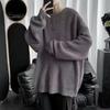 Осенне-весенний свитер с круглым вырезом, свободный, однотонный, с длинными рукавами, трикотажный пуловер, эластичный, повседневный, средней длины, теплый свитер