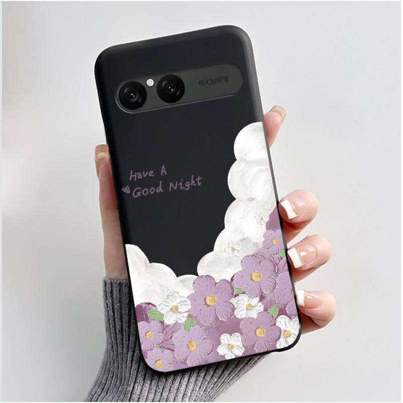Cute Case For Sony Xperia 10 VII Fundas Capa Printing Shell Protective Cover Soft Silicone Cartoon Black Casing Coque