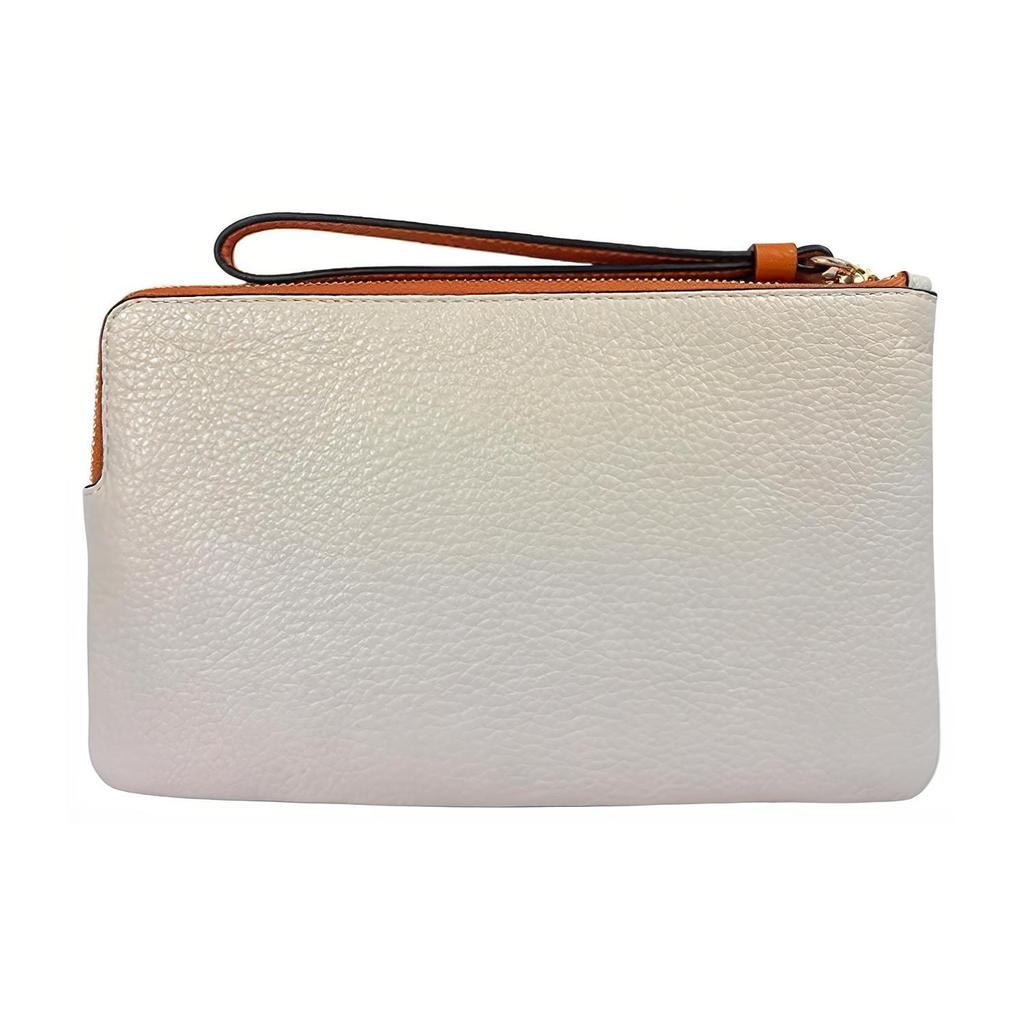 New COACH Corner Zip Cow Leather Clutch Wrist Bag Large Size Women's Chalk White CF458-IMLOT