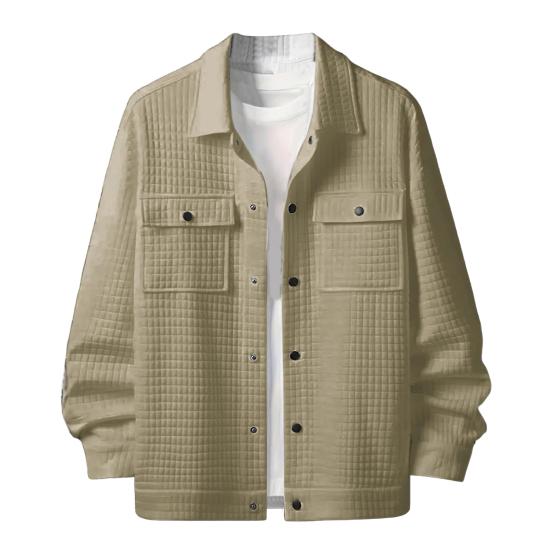 Мужское пальто с лацканами, длинный рукав, однотонная куртка с небольшим квадратным украшением, свободный крой, однобортная верхняя одежда