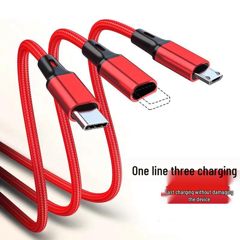USB-кабель для быстрой зарядки 3-в-1: Совместимо с устройствами Apple, Huawei, Type-C и Android, Универсальное зарядное устройство 3A