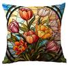 New Vintage Floral Pillowcase Creative Colored Glass Printed Home Sofa Car Cushion Pillowcase