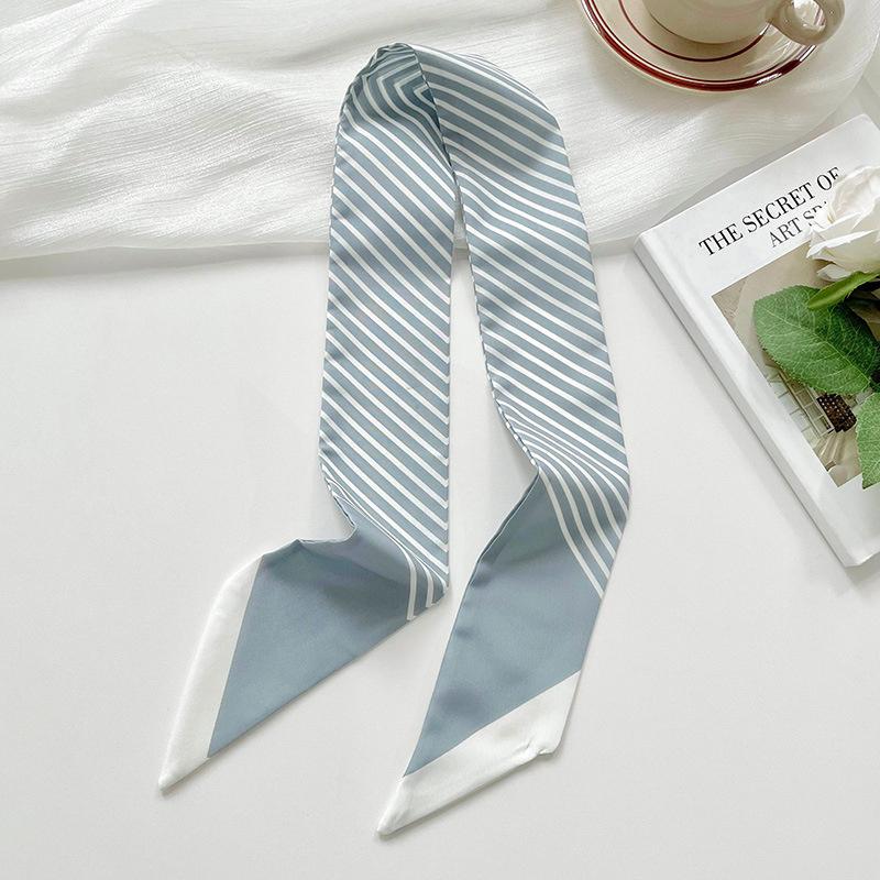 Длинный шелковый шарф 6x80 см для женщин, весенне-летний, черная полосатая повязка на голову, упаковочный шарф, повязка на голову, шарф-дрифт