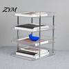Stationery Storage Box Clear Desk Organizer, Stackable Transparent Layers PET File Rack, Office Supplies Organizer Space Saving for A4 Documents