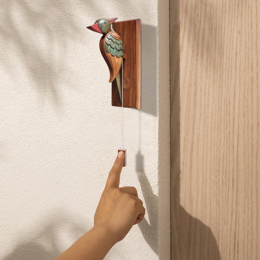 Деревянный дверной звонок в виде дятла, интересное украшение для дома, подвижный бионический дверной звонок в виде дятла