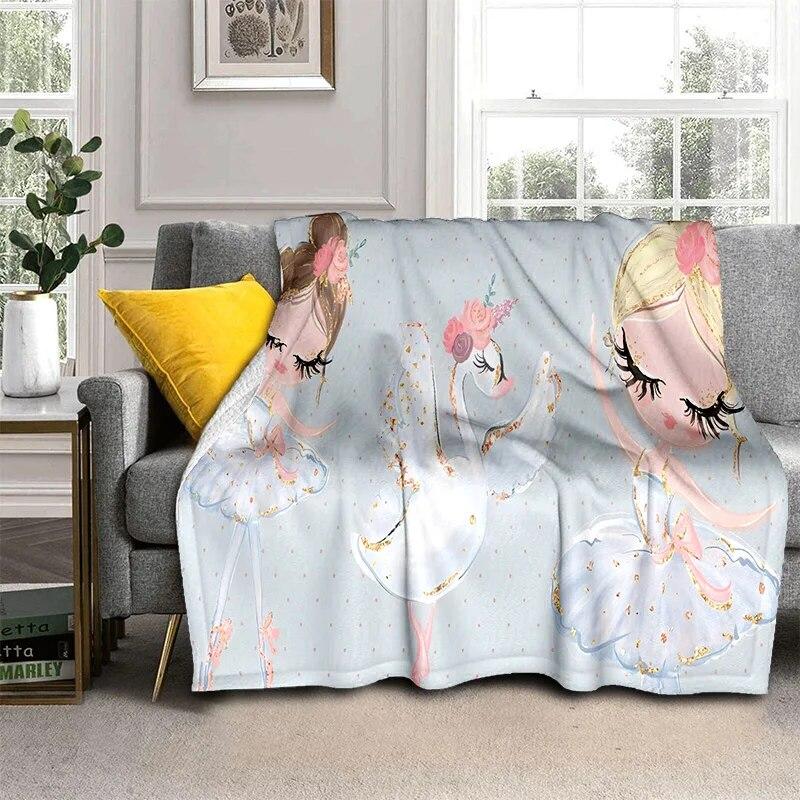 Милое 3D одеяло с изображением балета для девочек, балерины, феи, лебедя, единорога, мультяшное 3D одеяло, мягкое одеяло для дома, спальни, кровати, дивана, пикника, путешествий, детей