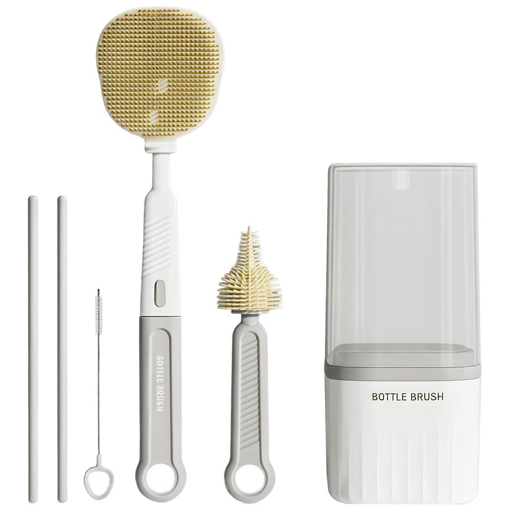 Kasanidika Baby Bottle Set of Silicone Nipple Cleaning Tools for Easy Baby Travel Safe and Brushes, 6, Travel, Cleaning, Essentials, BPA-Free