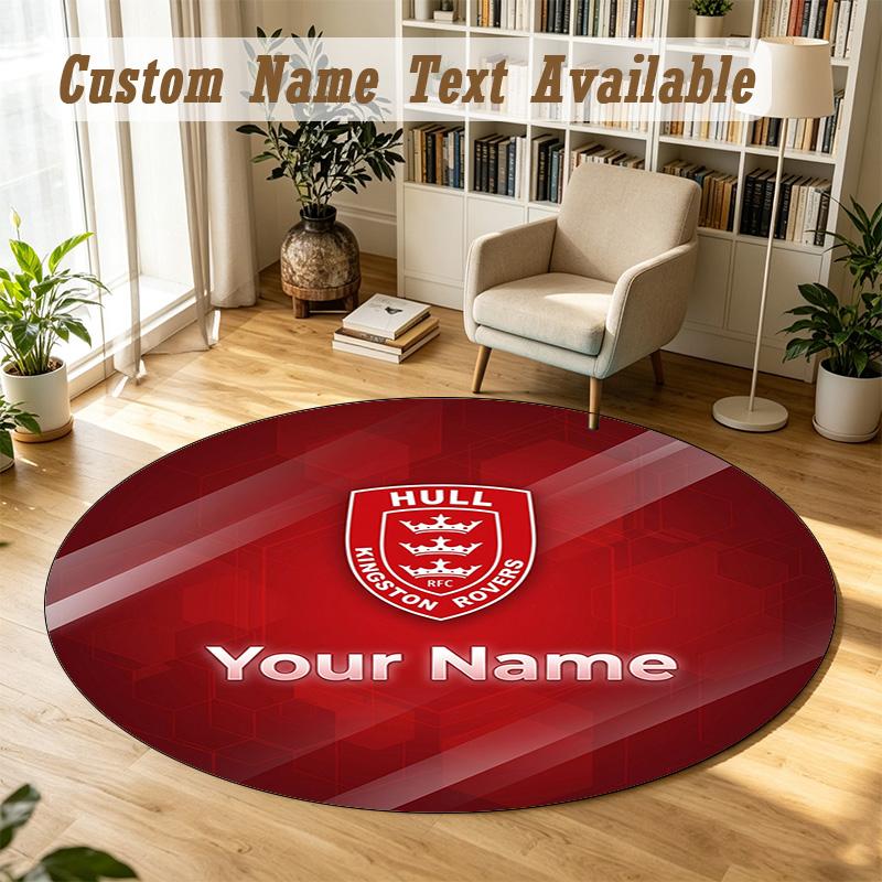 Round Rug Custom NameHull KR Pattern Non Slip Carpet Home Floor Decor
