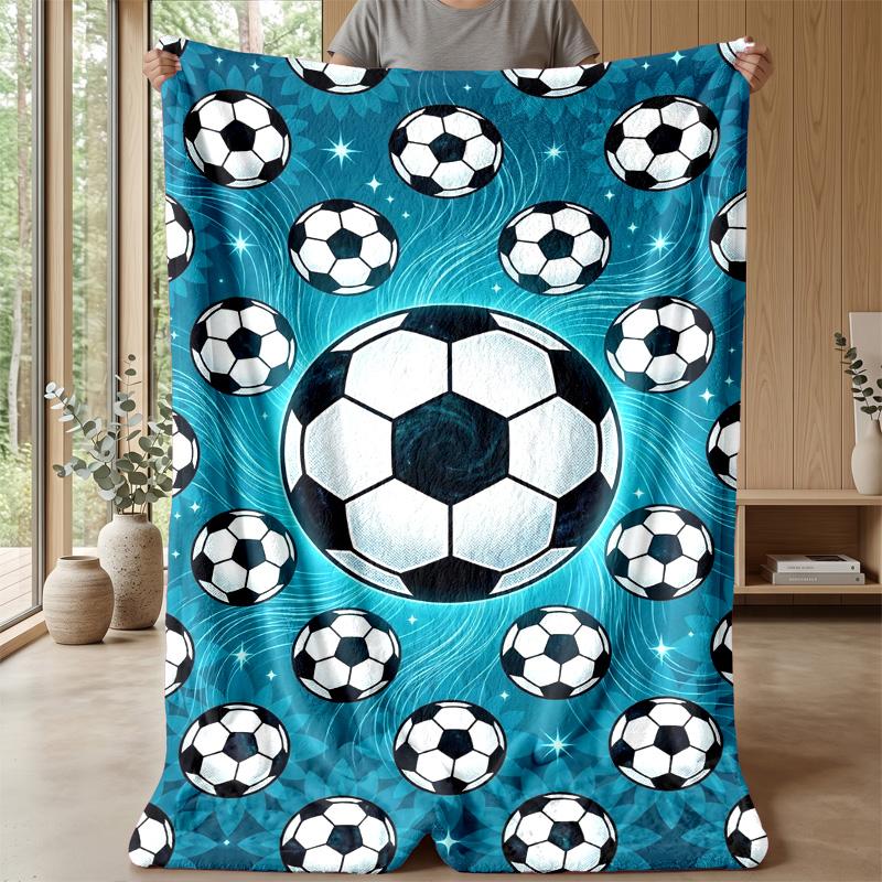 Soccer Ball with Water Splash Theme blanket Lightweight Warm Flannel Blanket Decorative Throw Blanket for Home Decoration