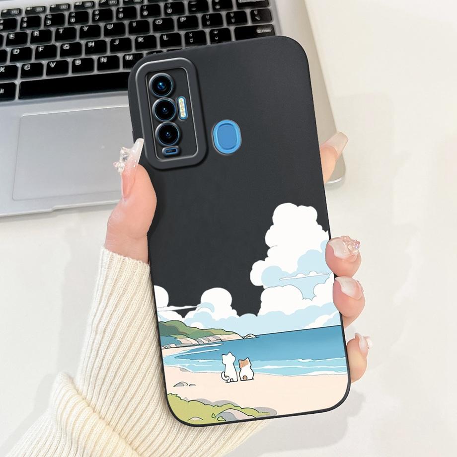 Funda For Tecno Camon 18 18i 18P 18 Primer CH7 CH6 Case Capa Soft Matte Silicone Bumper Cartoon Animal Painting Back Cover